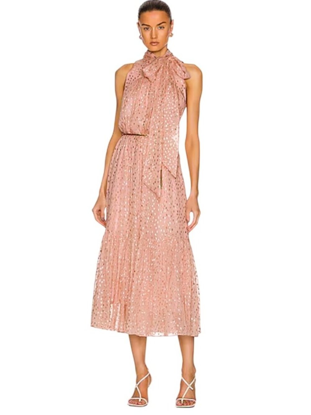 Zimmermann Sleeveless tie neck dress in Blush - Size 6
